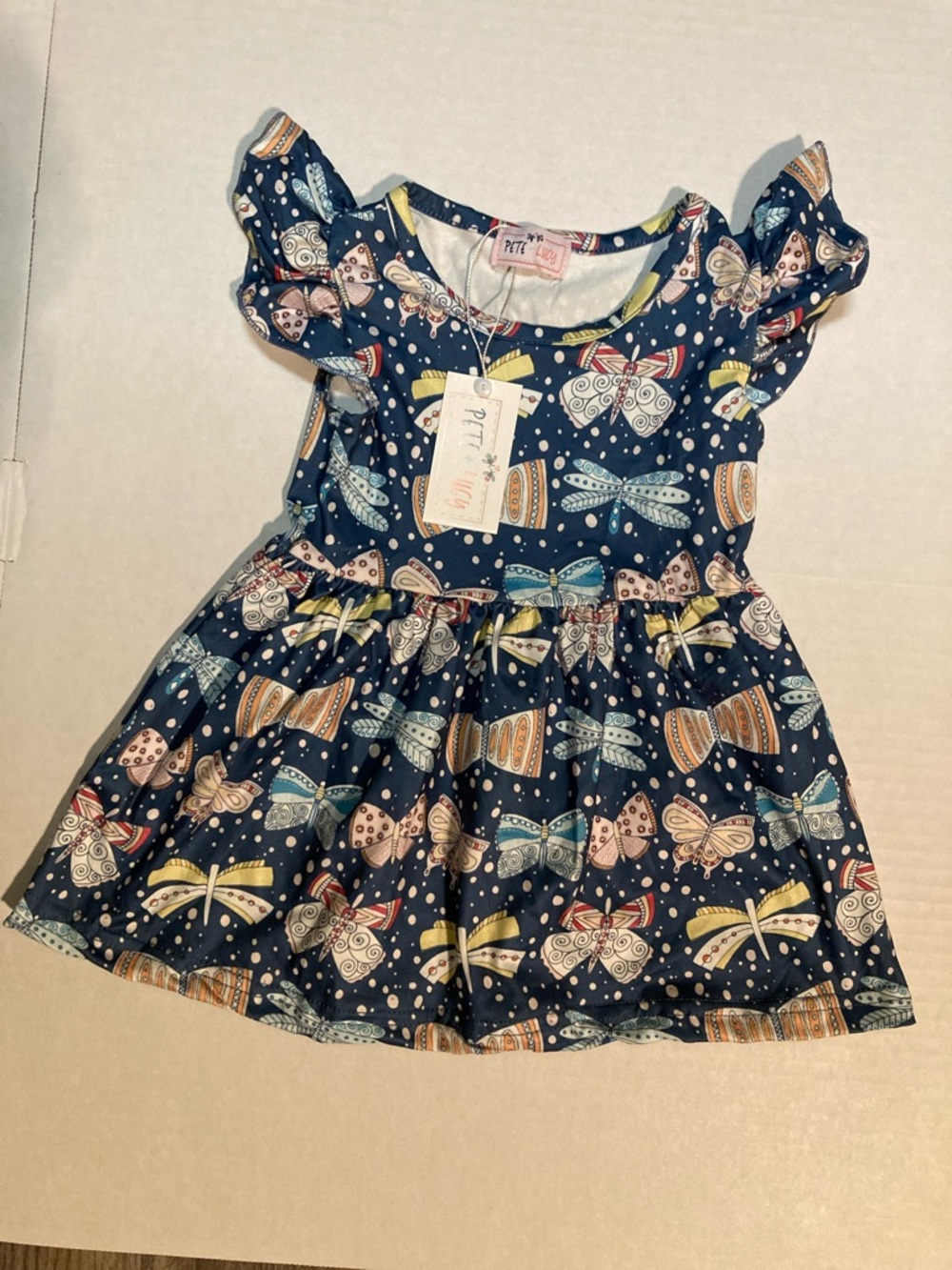 Pete + Lucy Flutter Sleeve Dress Butterflies